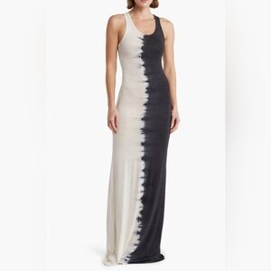 GO COUTURE Black Slash White Maxi Tank Dress